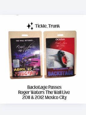 ⭐️ Roger Waters 'The Wall' Backstage Passes 2011 2012 Mexico City